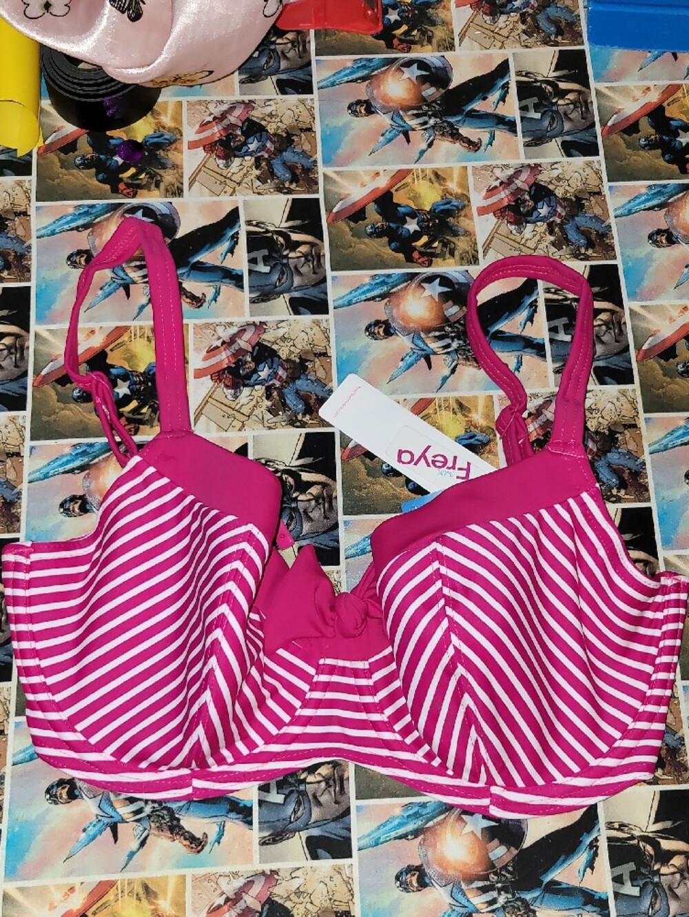 Freya Magenta and White Striped Underwire Bikini Top - Picture 3 of 4